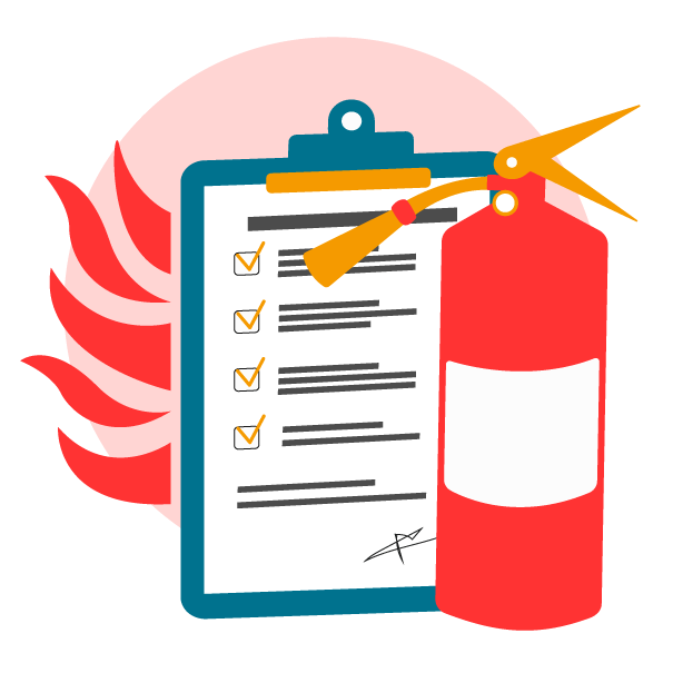 audit sécurité incendie erp illustration d'un extincteur et d'un document