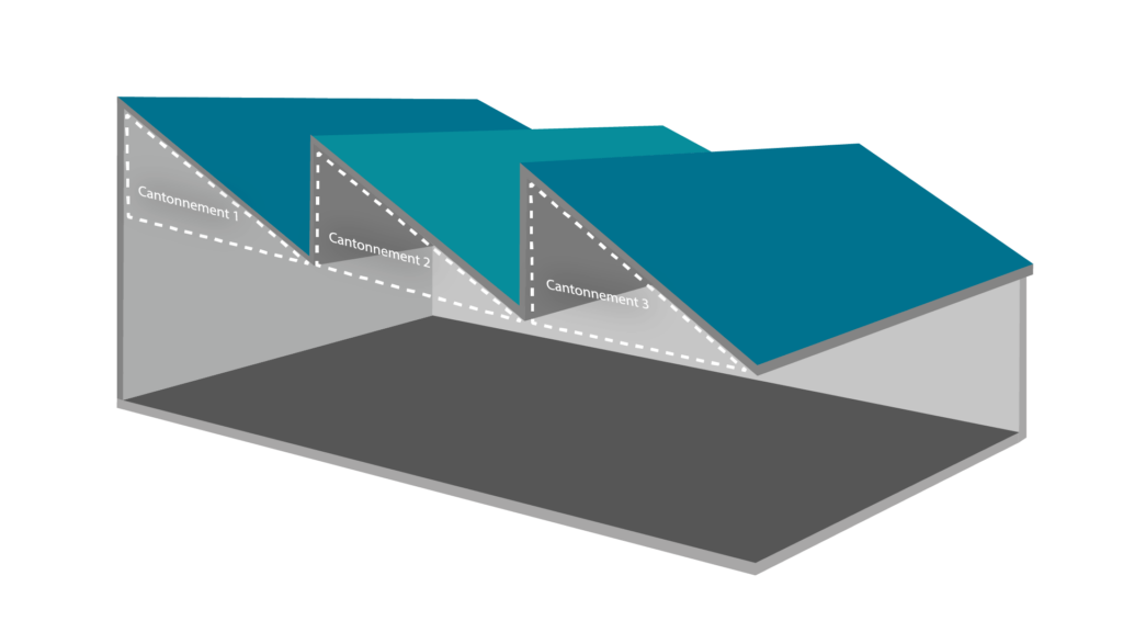 écran de cantonnement via structure du bâtiment